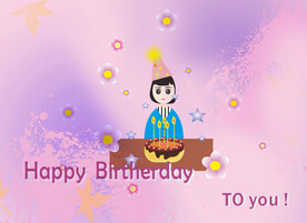 澎拜的祝福粉红生日快乐贺卡女孩