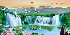 山水瀑布