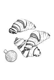 手绘牛角包矢量线稿