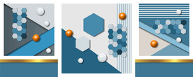 装饰画 三联画 圆球几何图形