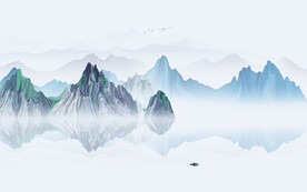 抽象水墨山水新中式背景墙