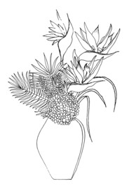 手绘插花艺术矢量线稿