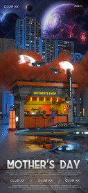 母亲节夜店酒吧科幻海报