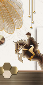 轻奢装饰画 骑马 叶子