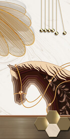 轻奢装饰画 马 叶子