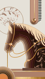 轻奢装饰画 马 线条圆圈