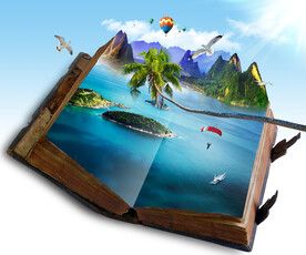 翻开的书中的大海