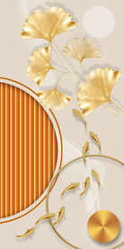 装饰画 杏叶 金鱼