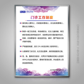 医院门诊工作制度海报标牌展板