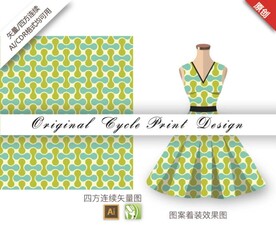 抽象手绘线条几何复古服饰图案