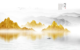 新中式山水背景墙