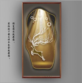 影灯带画中镜麋鹿玄关装饰画