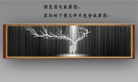 光影月色麋鹿山水床头画