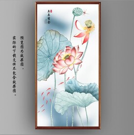 新中式水墨荷花国画装饰画