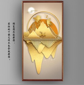 光影抽象麋鹿山水玄关装饰画