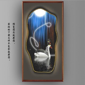 光影灯带画中镜天鹅玄关装饰画