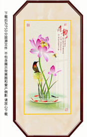 高清荷花玄关装饰画