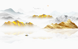 金箔山水画背景墙