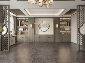 新中式书房直播背景墙