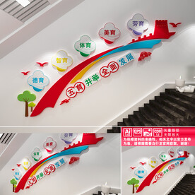 五育并举楼道文化墙