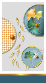 装饰画 杏叶 金鱼