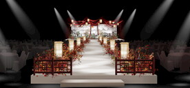 新中式山水画红色婚礼