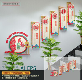 民族团结楼梯文化墙