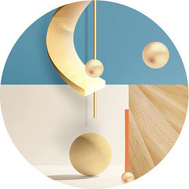 装饰画 金色圆球 方块