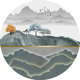 装饰画 水墨山水画 树