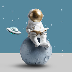装饰画 飞船 宇航员看书