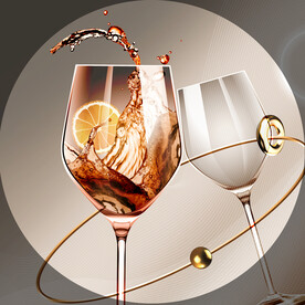 装饰画 红酒杯 柠檬