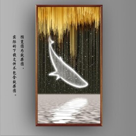 光影灯带鲸鱼玄关装饰画