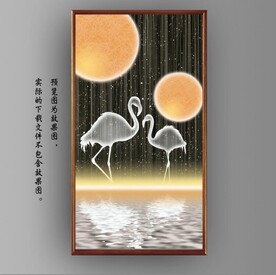 光影灯带火烈鸟玄关装饰画