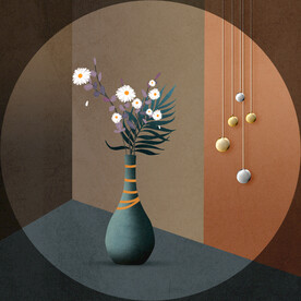 装饰画 菊花 花瓶