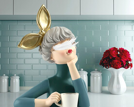 装饰画 卡通女孩 玫瑰花