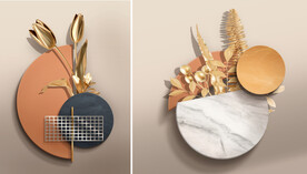 装饰画 大理石纹 花草