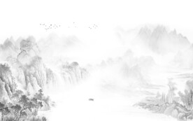 水墨山水高山流水新中式背景墙