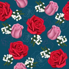玫瑰花印花无缝循环图