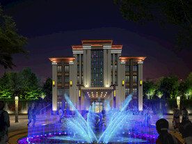 售楼部亮化夜景灯光源文件喷泉