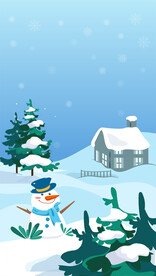 下雪的冬天雪松和房子