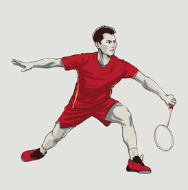 羽毛球运动员手绘