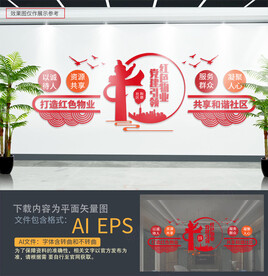 红色物业文化墙