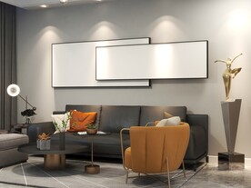 客厅装饰画背景墙效果图样机设计