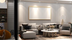 客厅装饰画背景墙效果图样机设计