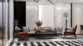 客厅装饰画背景墙效果图样机设计