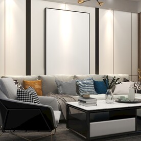 客厅装饰画背景墙效果图样机设计