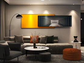 客厅装饰画背景墙效果图样机设计