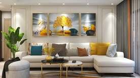 客厅装饰画背景墙效果图样机设计