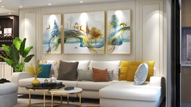 客厅装饰画背景墙效果图样机设计