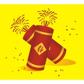 矢量春节新年卡通鞭炮烟花素材